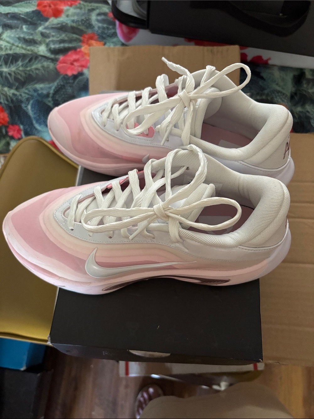 Nike Women's Pink and White Layered basketball Sneakers
